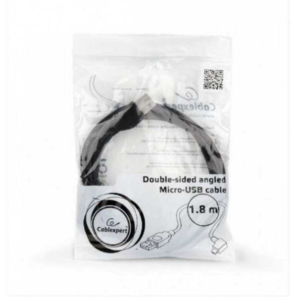 Кабель Cablexpert USB - micro USB V 2.0 (M/M), 1.8 м, преміум, чорний (CC-USB2-AMmDM90-6)