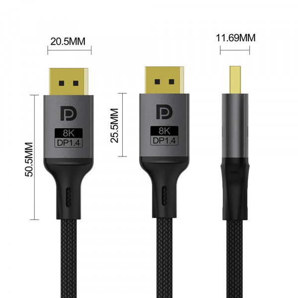 Кабель ColorWay DisplayPort-DisplayPort V1.4 8K 3м, Black (CW-CBDP094-BK)