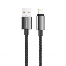 Кабель ColorWay USB - Lightning (M/M), zinc alloy braided, 3А, 1 м, Black (CW-CBUL098-BK)