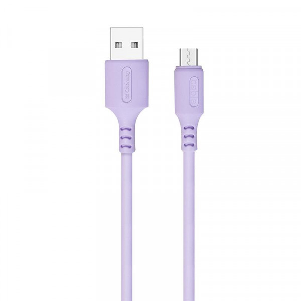 Кабель ColorWay USB - micro USB (M/M), soft silicone, 2.4 А, 1 м, Purple (CW-CBUM044-PU)