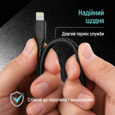 Кабель ColorWay USB Type-C - Lightning (M/M), textured PVC, 3А, 1 м, Black (CW-CBPDCL094-BK)