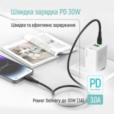 Кабель ColorWay USB Type-C - Lightning (M/M), textured PVC, 3А, 1 м, Black (CW-CBPDCL094-BK)