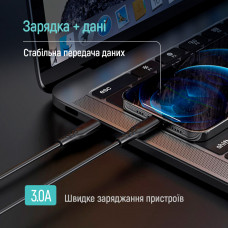 Кабель ColorWay USB Type-C - Lightning (M/M), textured PVC, 3А, 1 м, Black (CW-CBPDCL094-BK)