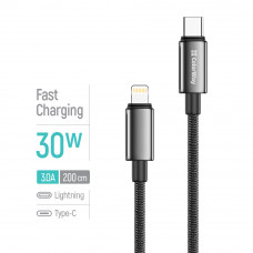 Кабель ColorWay USB Type-C - Lightning (M/M), zinc alloy braided, 3А, 2 м, Black (CW-CBPDCL099-BK)