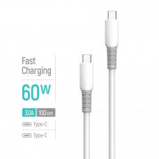 Кабель ColorWay USB Type-C - USB Type-C (M/M), liquid silicone, 3А, 1 м, White (CW-CBPDCC093-WT)