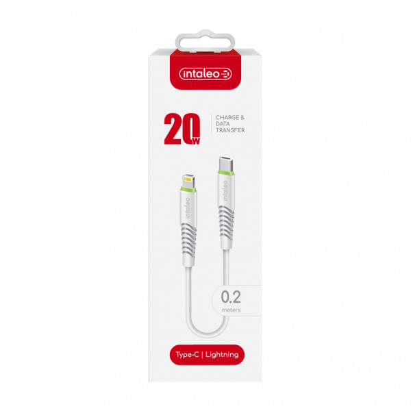 Кабель Intaleo CBFLEXTL0 USB Type-C - Lightning (M/M), 0.2 м, White (1283126580024)