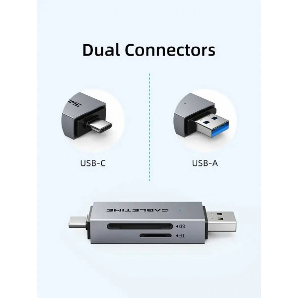 Кардрідер Cabletime USB3.0 A + USB Type-C, SD/TF, 5Gbps (CD40G)