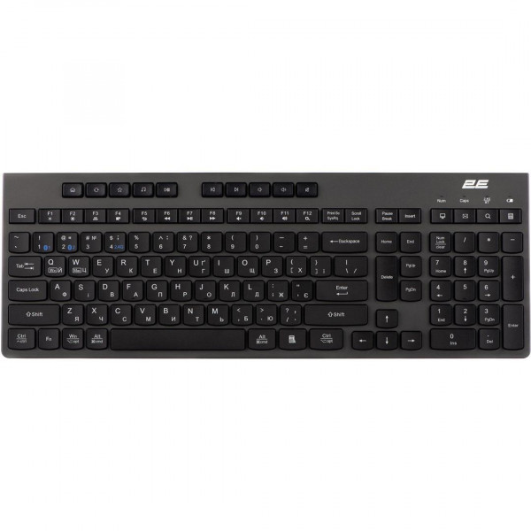 Клавіатура бездротова 2E KS280 WL/BT EN/UKR Grey/Black (2E-KS280WBGR_UA)
