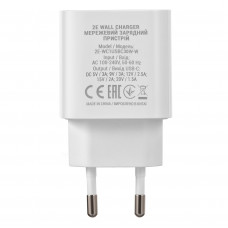 Мережевий зарядний пристрій 2E (1USB 3A) 30W White (2E-WC1USBC30W-W)