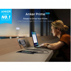 Мережевий зарядний пристрій Anker GaN Prime Charger 160W, 3xUSB-C, Display Silver (A2687341)