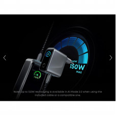 Мережевий зарядний пристрій Anker GaN Prime Charger 160W, 3xUSB-C, Display Silver (A2687341)
