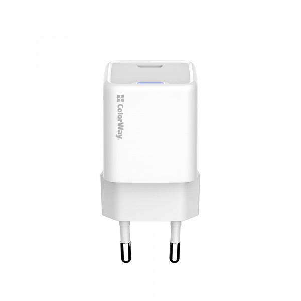 Мережевий зарядний пристрій ColorWay GaN Mini 20W PD Port PPS USB-C White (CW-CHS059PD-WT)