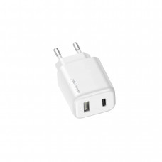 Мережевий зарядний пристрій Grand-X Fast Charge (1хUSB, 1хTypeC, 20W) White (CH-890)