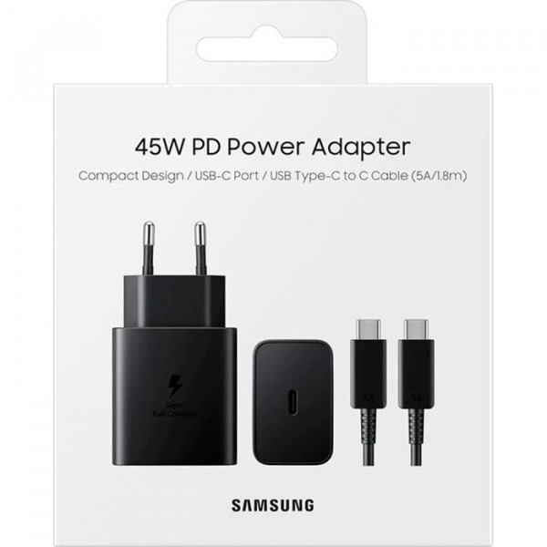Мережевий зарядний пристрій Samsung EP-T4511XBEGEU Black, 45W + кабель USB Type-C