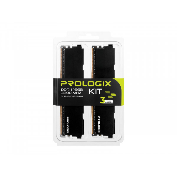 Модуль пам`ятi DDR4 2x8GB/3200 Prologix Black (PRO16GB3200B4K)