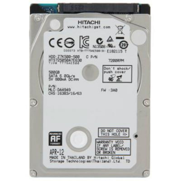 Накопичувач HDD 2.5" SATA 500GB Hitachi (HGST) Travelstar Z7K500 7200rpm 32MB (HTS725050A7E630/0J38075)
