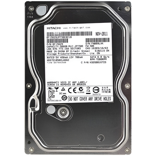 Накопичувач HDD 3.5" SATA 500GB Hitachi 7200rpm 16MB (HDS721050CLA662)_Refurbished