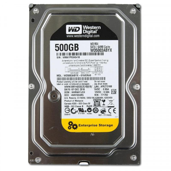 Накопичувач HDD SATA 500GB WD RE4 7200rpm 64МB (WD5003ABYX) гар. 12 мiс.