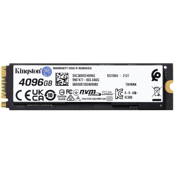 Накопичувач SSD 4TB Kingston KC3000 M.2 2280 PCIe 4.0 x4 NVMe 3D TLC (SKC3000D/4096G)