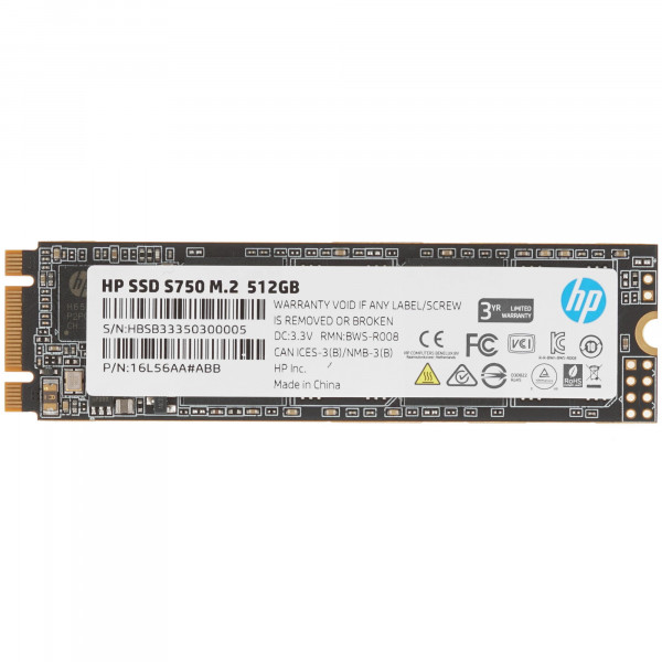Накопичувач SSD 512GB HP S750 M.2 2280 SATA III 3D NAND TLC (16L56AA#ABB)