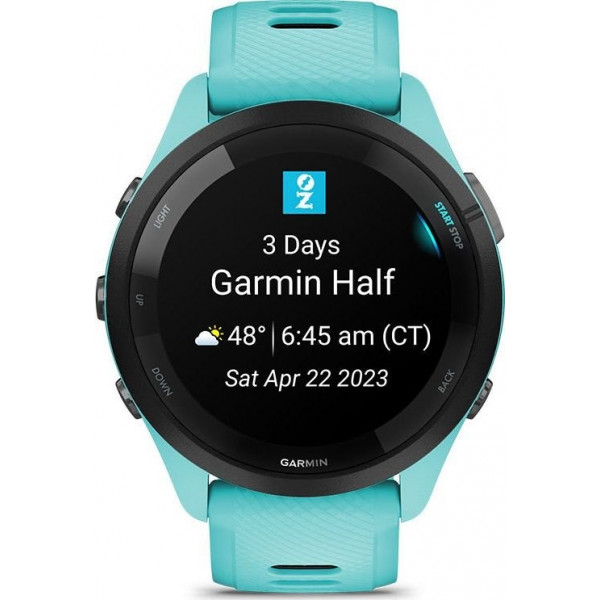 Смарт-годинник Garmin Forerunner 265 Black Bezel with Aqua Case and Aqua/Black Silicone Band (010-02810-12)