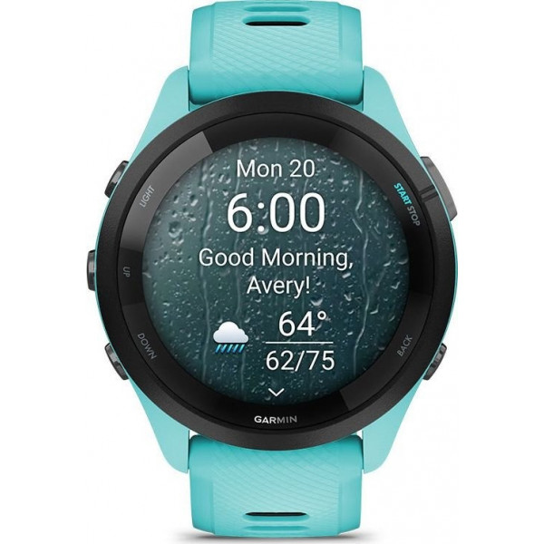 Смарт-годинник Garmin Forerunner 265 Black Bezel with Aqua Case and Aqua/Black Silicone Band (010-02810-12)