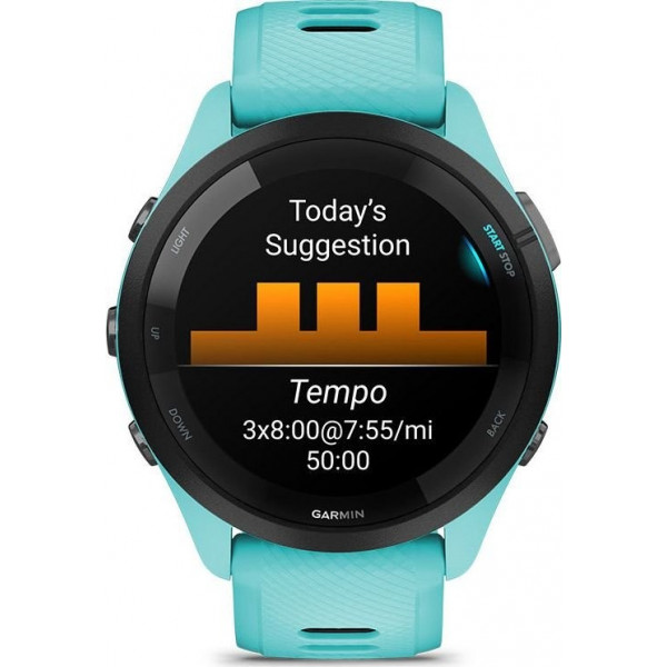 Смарт-годинник Garmin Forerunner 265 Black Bezel with Aqua Case and Aqua/Black Silicone Band (010-02810-12)