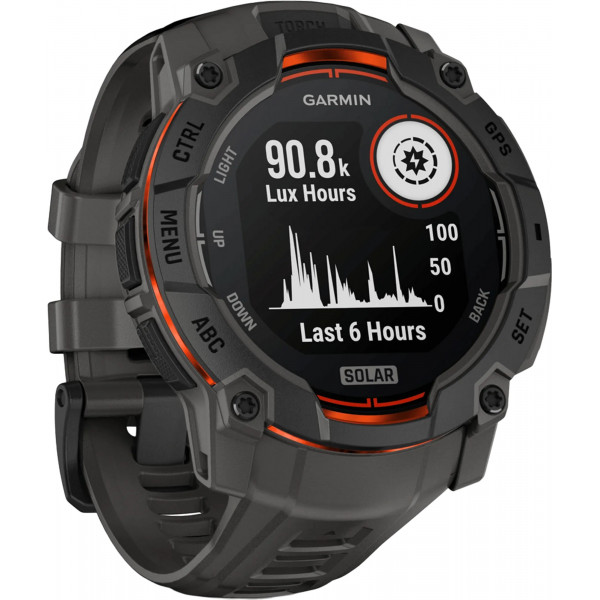 Смарт-годинник Garmin Instinct 3 50mm Solar Black with Charcoal Silicone Band (010-02935-40)