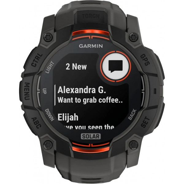 Смарт-годинник Garmin Instinct 3 50mm Solar Black with Charcoal Silicone Band (010-02935-40)