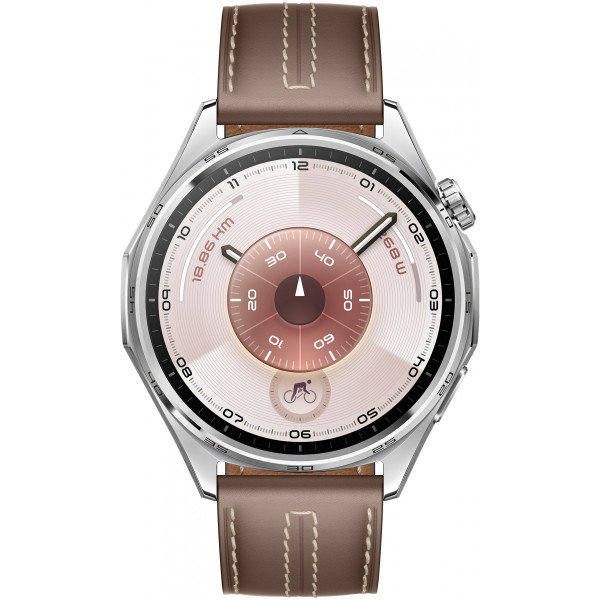 Смарт-годинник Huawei Watch GT 6 46mm Steel with Brown Composite Leather Strap (55020FTW)