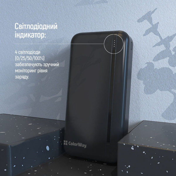 Універсальна мобільна батарея ColorWay Portable Charger 20000mAh Black (CW-PB200LPB4BK-PD)
