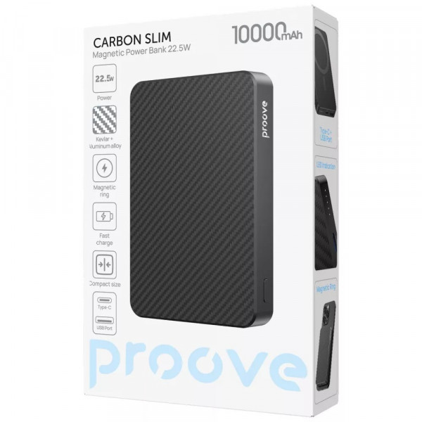 Універсальна мобільна батарея Proove Carbon Slim 22.5W 10000mAh Black (PBCS22110001)