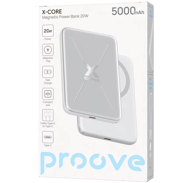 Універсальна мобільна батарея Proove X-Core 20W 5000mAh Silver/White (PNXC20010006)
