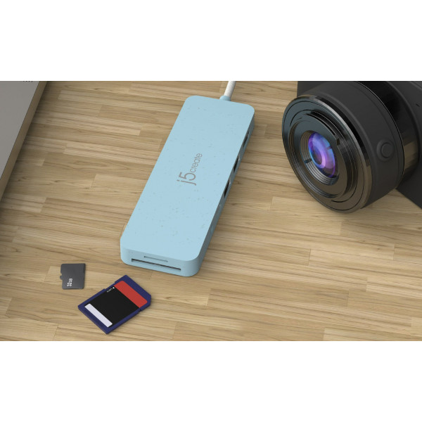USB-хаб J5create USB-C 6-в-1 Cyan (JCD373EC-N)