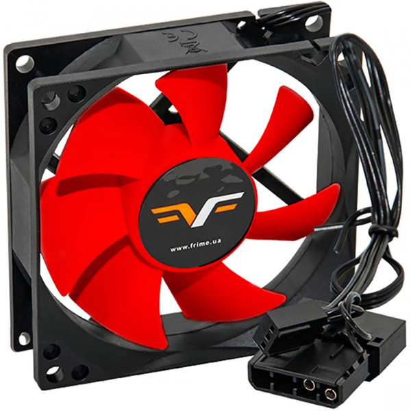 Вентилятор Frime (FRF80HB3) 80x80x25мм, 3pin+Molex, Black/Red