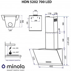 Витяжка Minola HDN 5202 WH/INOX 700 LED
