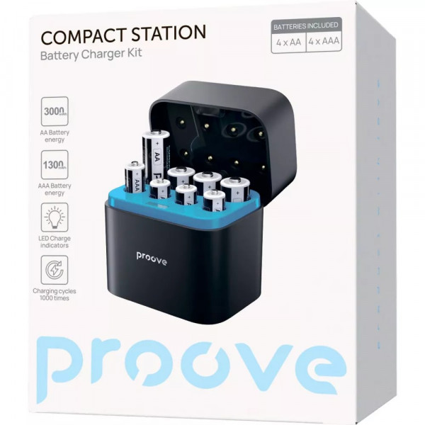 Зарядний пристрій Proove Compact Station 8pcs (4xAAA + 4xAA) Black (RBCS00000001)