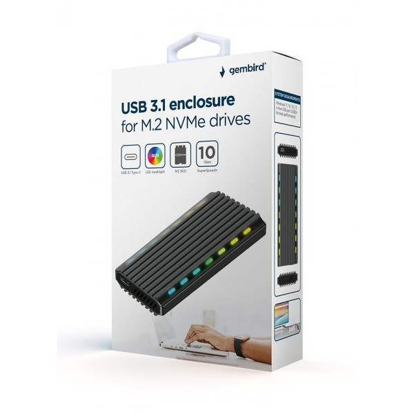 Зовнішня кишеня Gembird SSD M.2, USB 3.0, Black (EE2280-U3C-03)