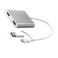 Адаптер J5create USB-C/A - 2 HDMI (M/F), Silver (JCA365-N)