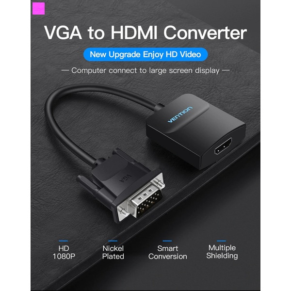 Адаптер Vention VGA-HDMI, 0.2 m, зі звуком і живленням (ACNBB)