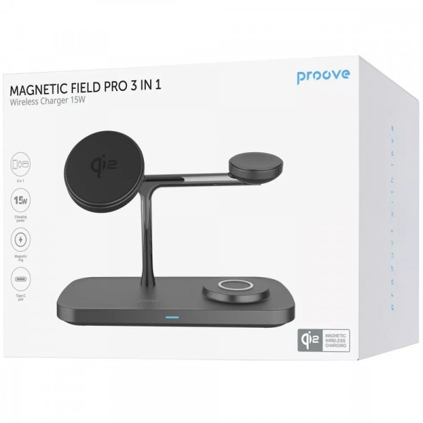 Бездротовий зарядний пристрій Proove Magnetic Field Pro 15W Black (WSMP15002001)