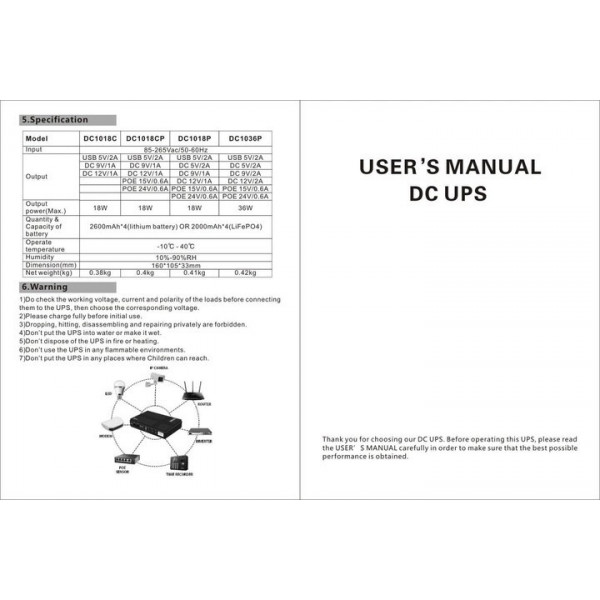 Джерело безперебійного живлення для роутерів/комутаторів DC1018P DC UPS 10400 mAh Black (2020000426844)