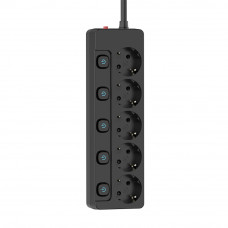Фільтр живлення СolorWay (CW-PSEA55SBK) 5 розеток, 5м, Black