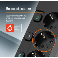 Фільтр живлення СolorWay (CW-PSEA55SBK) 5 розеток, 5м, Black