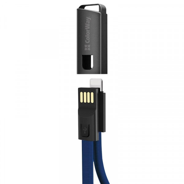 Кабель ColorWay USB - Lightning (M/M), 2.4 А, 0.22 м, Blue (CW-CBUL021-BL)