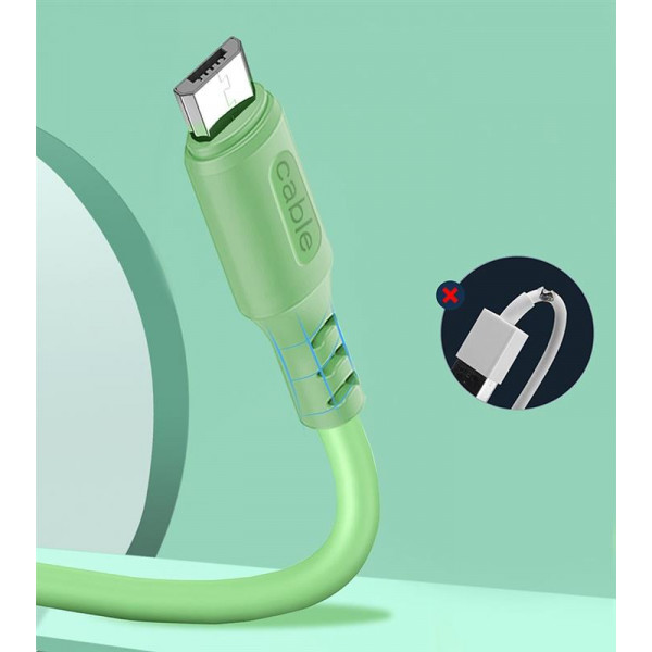 Кабель ColorWay USB - micro USB (M/M), soft silicone, 2.4 А, 1 м, Green (CW-CBUM042-GR)