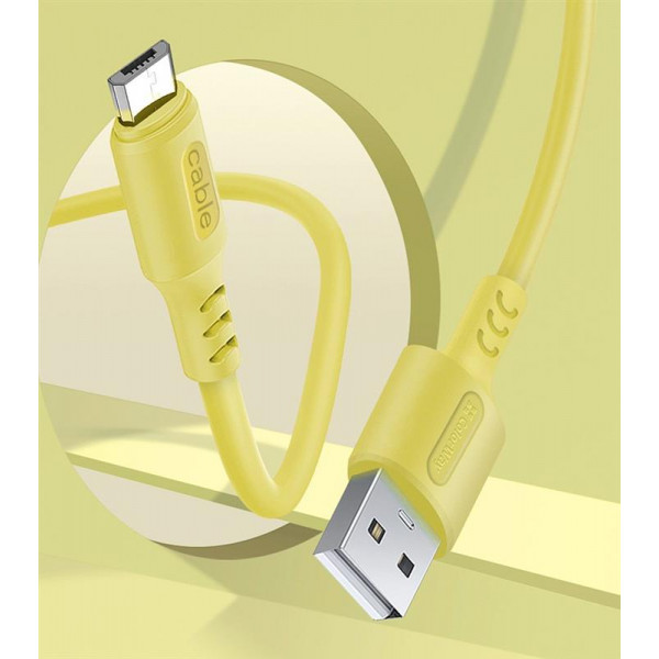 Кабель ColorWay USB - micro USB (M/M), soft silicone, 2.4 А, 1 м, Yellow (CW-CBUM043-Y)