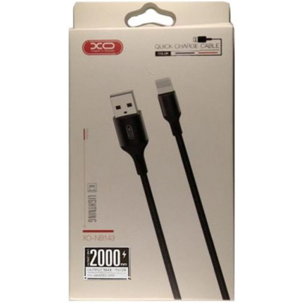 Кабель XO NB143 USB - Lightning (M/M), 2.1 A, 1 м, Black (XO-NB143i1-BK)