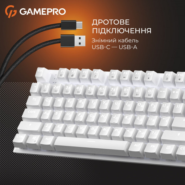 Клавіатура GamePro Genesis Joker MK124W Outemu Red Swithes USB White