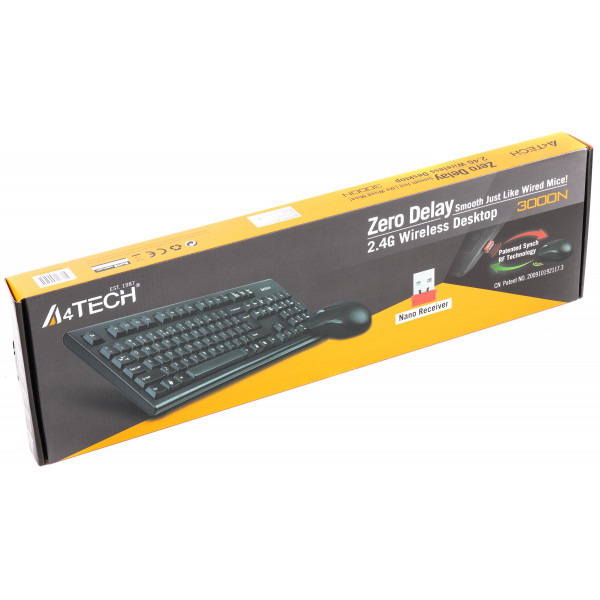 Комплект (клавіатура, миша) бездротовий A4Tech 3000N Black USB